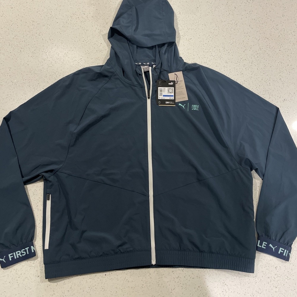 NWT PUMA First Mile X Woven Full Zip Jacket Womens Blue Athletic Outerwear XL
